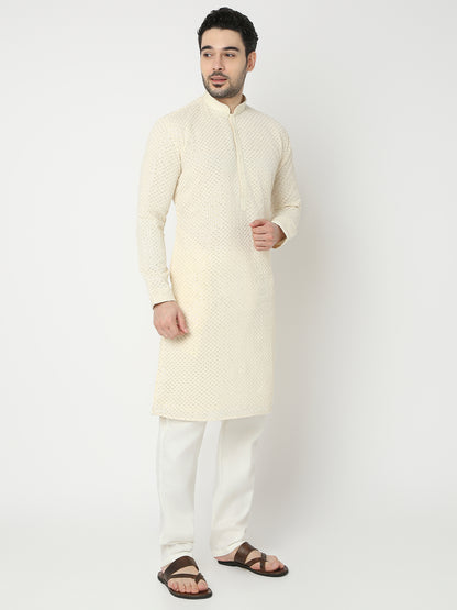 Regular Fit Embroidered Full Sleeve Kurta with Pant Set
