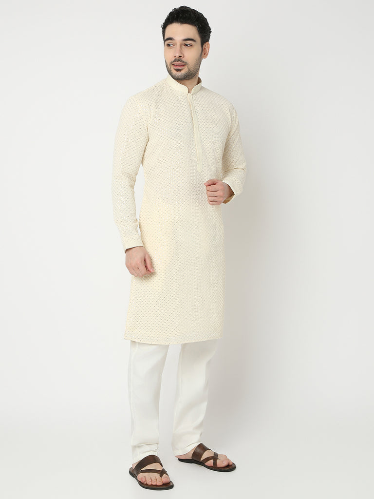 Regular Fit Embroidered Full Sleeve Kurta with Pant Set