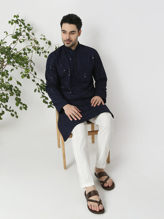 Regular Fit Embellished Full Sleeves Kurta and Pant Set