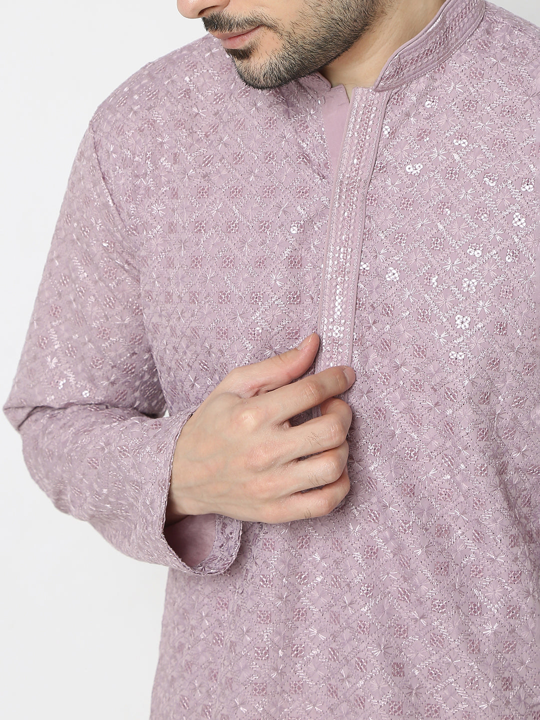 Regular Fit Embellished Full Sleeves Kurta and Pant Set