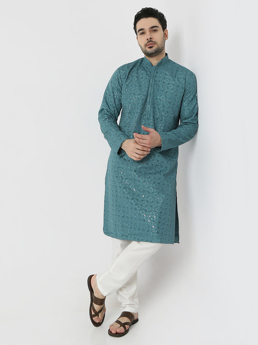 Regular Fit Embellished Full Sleeves Kurta and Pant Set