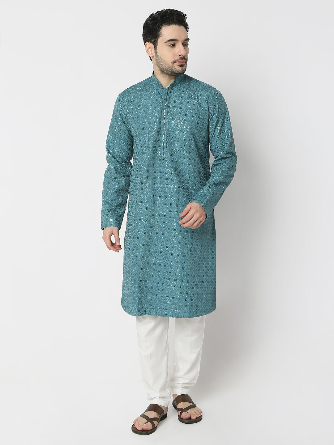 Regular Fit Embellished Full Sleeves Kurta and Pant Set