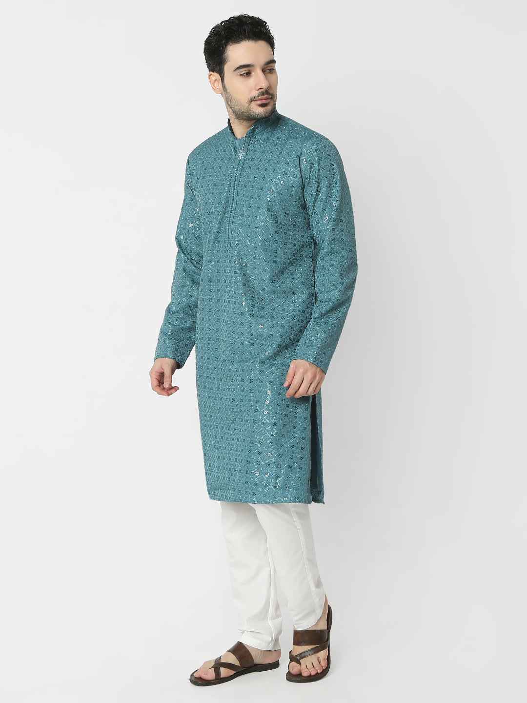 Regular Fit Embellished Full Sleeves Kurta and Pant Set