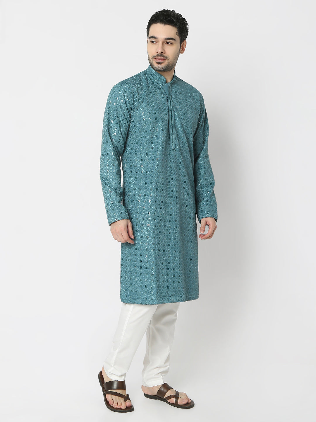 Regular Fit Embellished Full Sleeves Kurta and Pant Set
