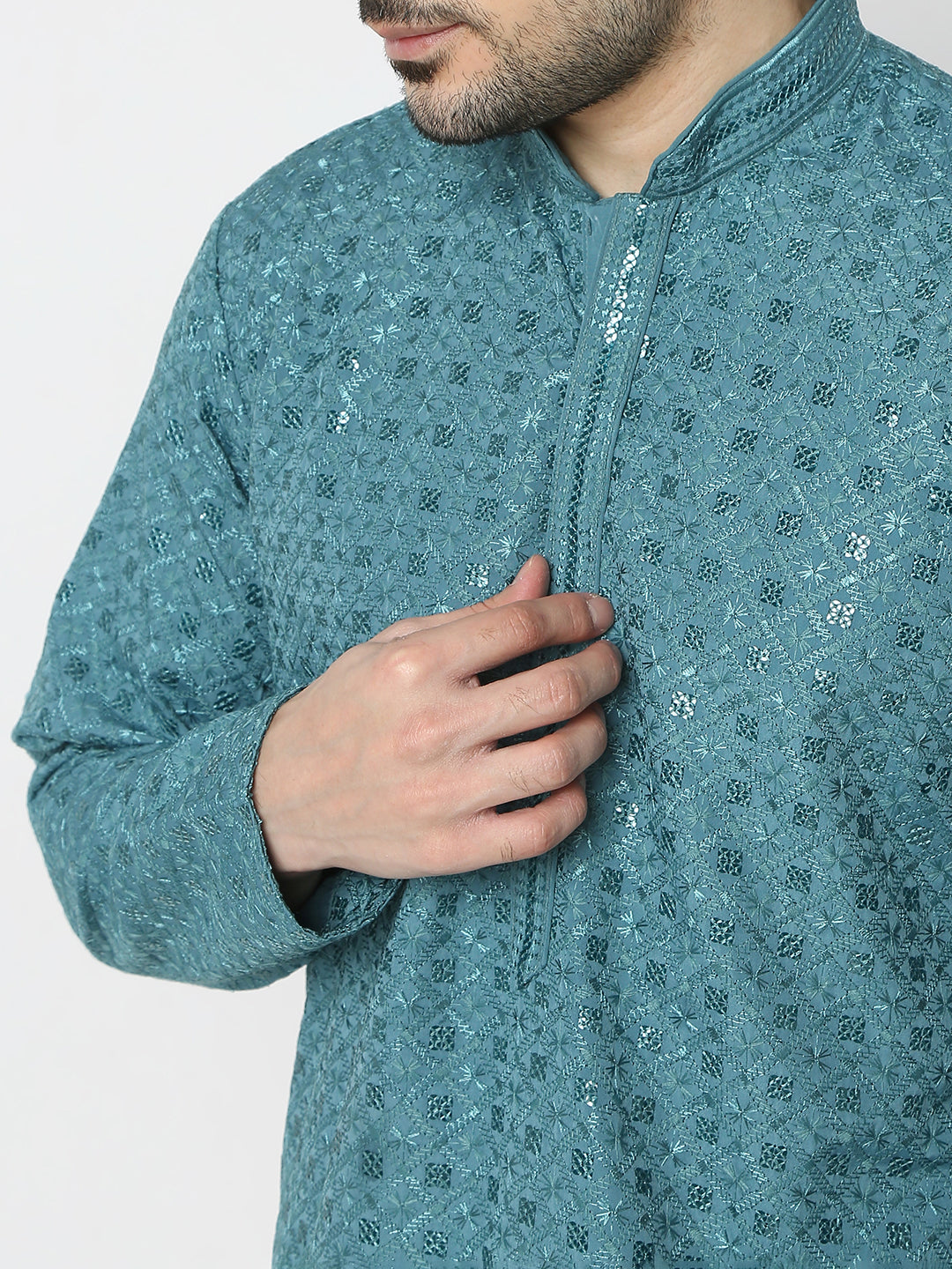 Regular Fit Embellished Full Sleeves Kurta and Pant Set