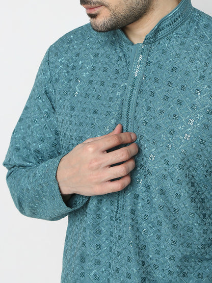 Regular Fit Embellished Full Sleeves Kurta and Pant Set