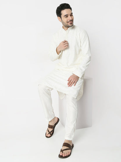 Regular Fit Embellished Full Sleeves Kurta and Pant Set