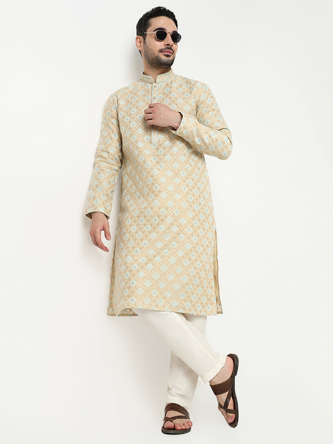 Jacquard Kurta with Pant Set