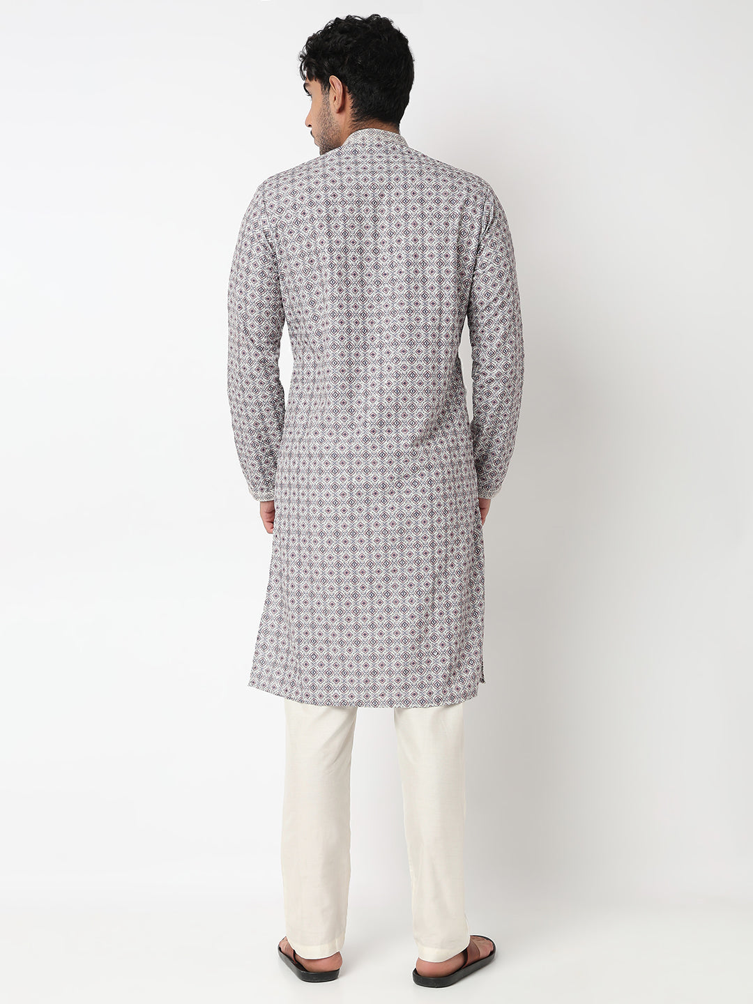 Digital Schiffli Straight Kurta With Pant Set