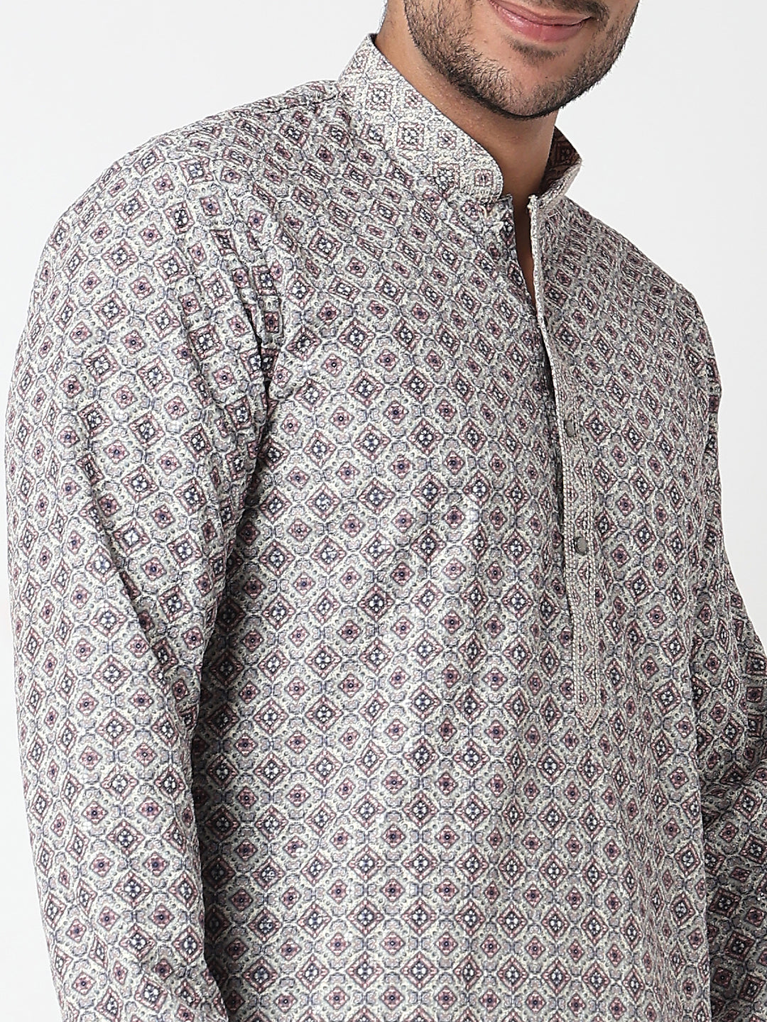 Digital Schiffli Straight Kurta With Pant Set