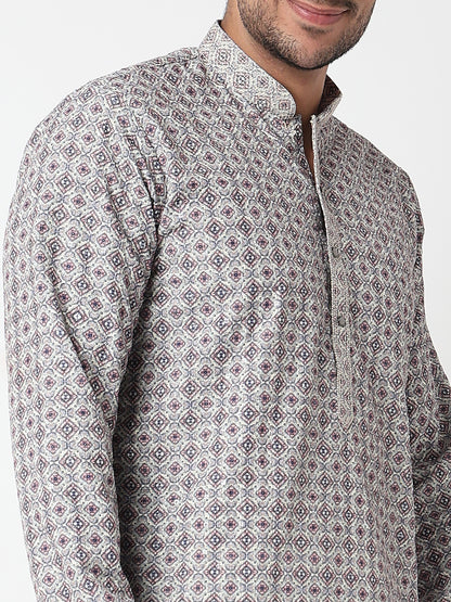 Digital Schiffli Straight Kurta With Pant Set