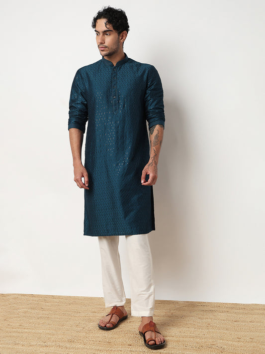 Embroidered Straight Kurta With Pant Set