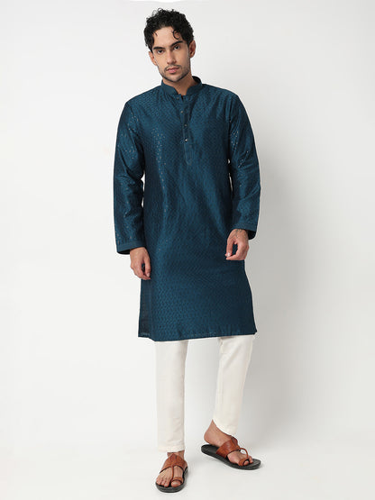 Embroidered Straight Kurta With Pant Set
