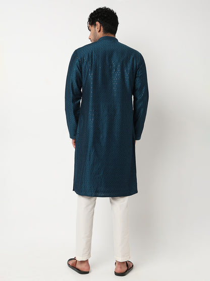 Embroidered Straight Kurta With Pant Set