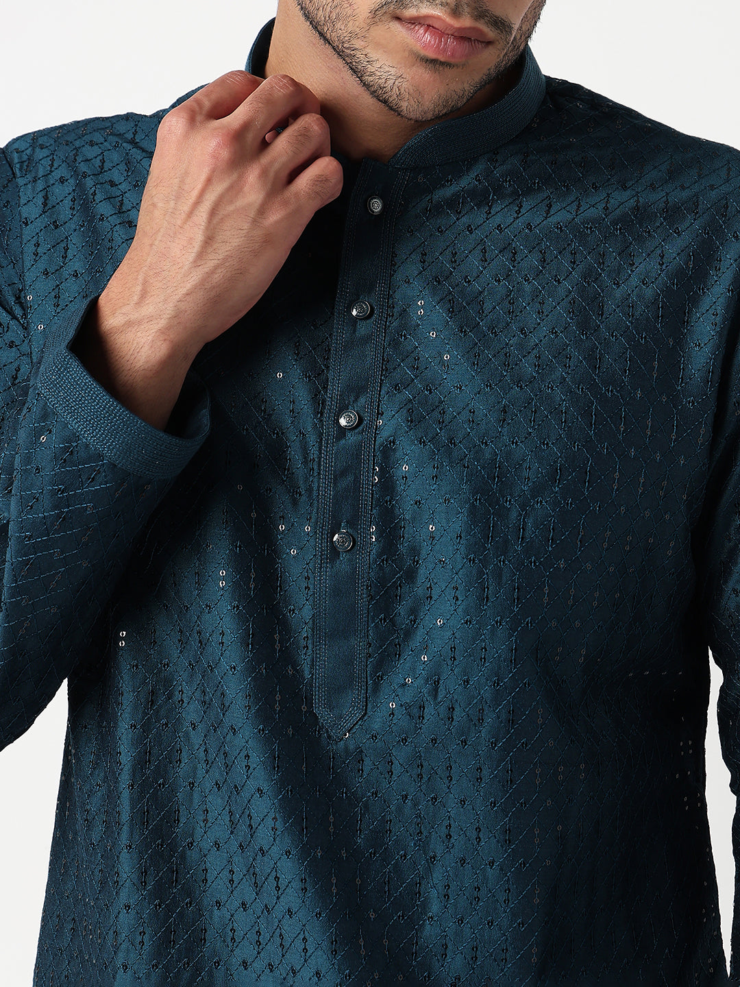 Embroidered Straight Kurta With Pant Set