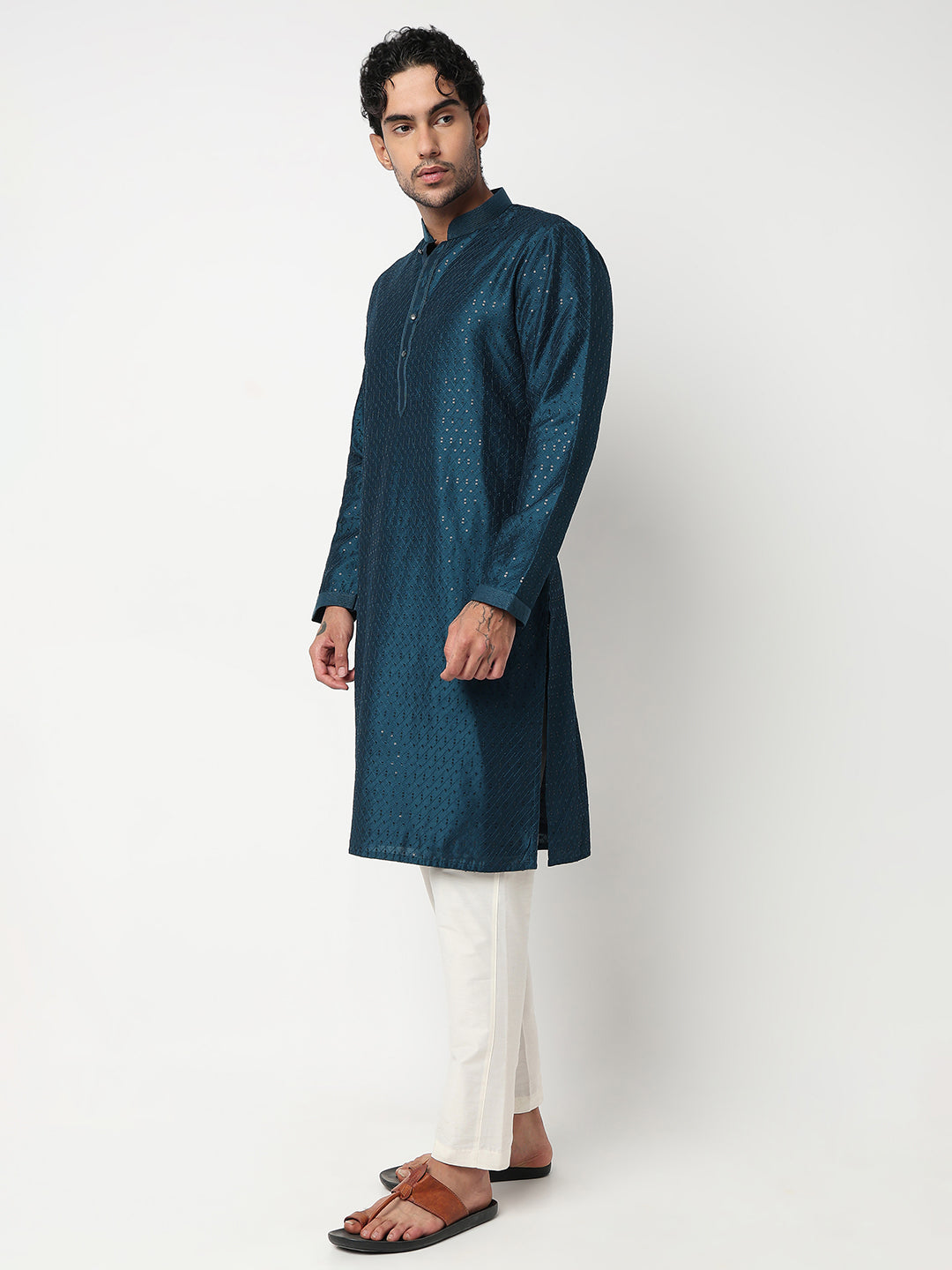 Embroidered Straight Kurta With Pant Set