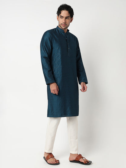 Embroidered Straight Kurta With Pant Set