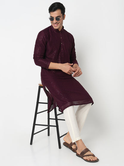 Embroidered Straight Kurta With Pant Set