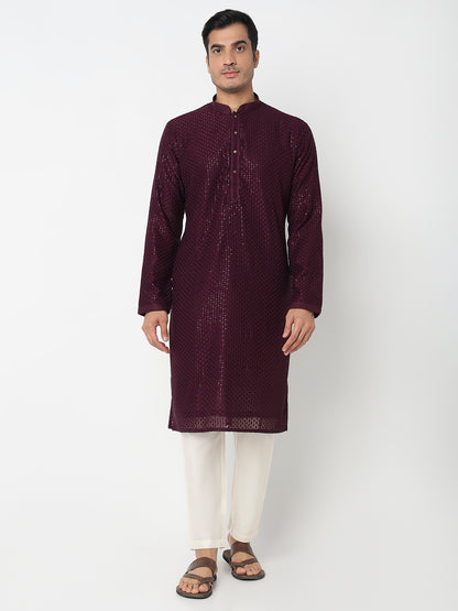 Embroidered Straight Kurta With Pant Set