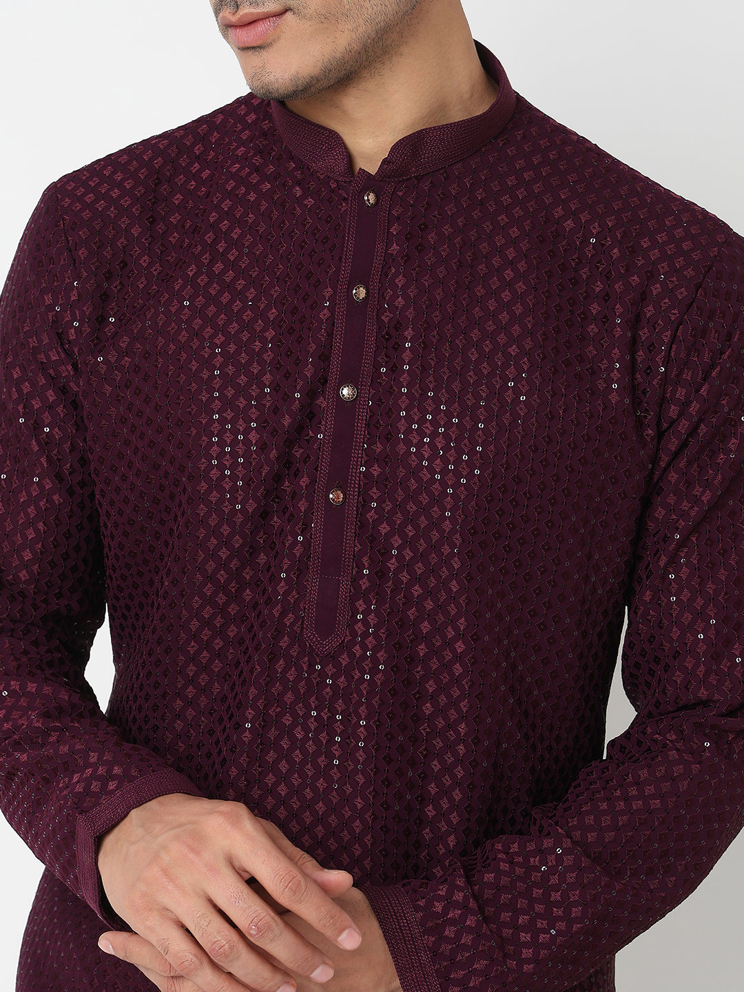 Embroidered Straight Kurta With Pant Set