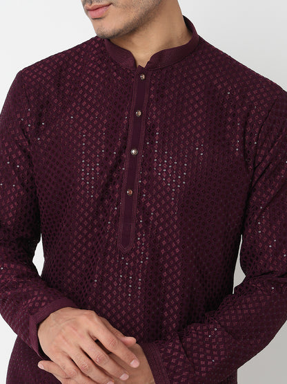 Embroidered Straight Kurta With Pant Set