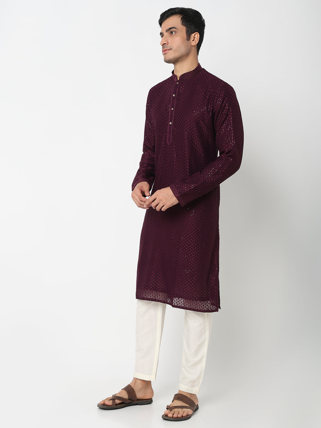 Embroidered Straight Kurta With Pant Set