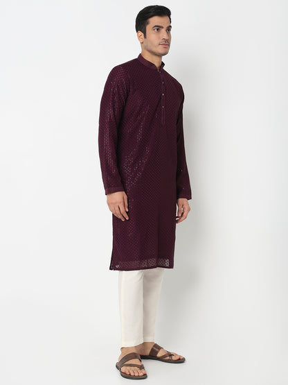 Embroidered Straight Kurta With Pant Set