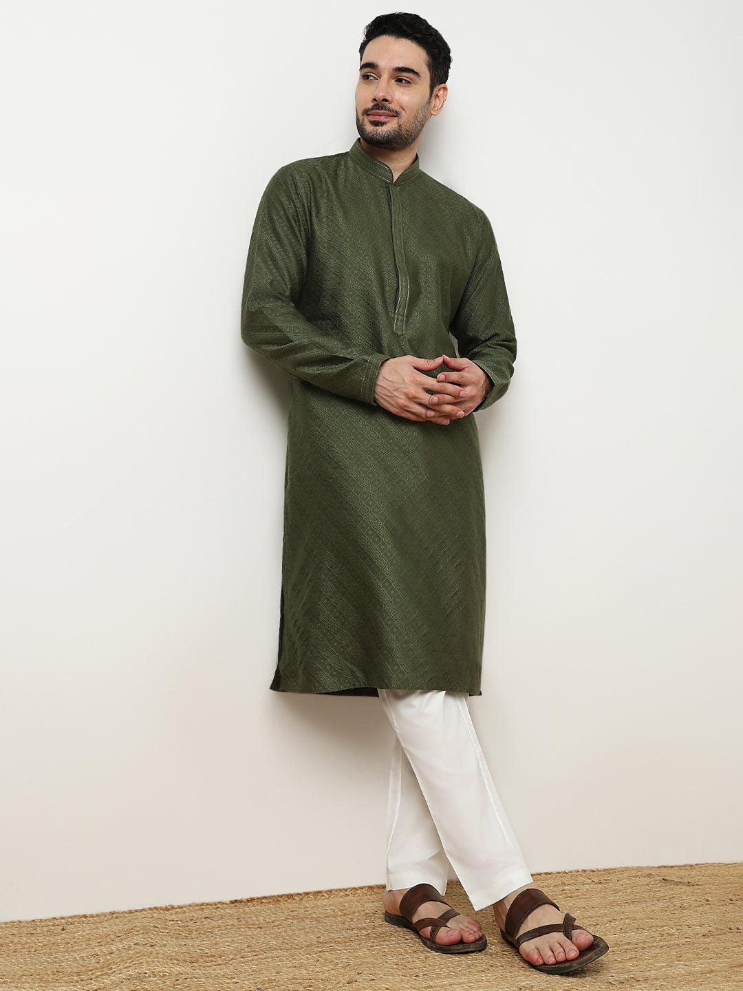Jacquard Kurta with Pant Set