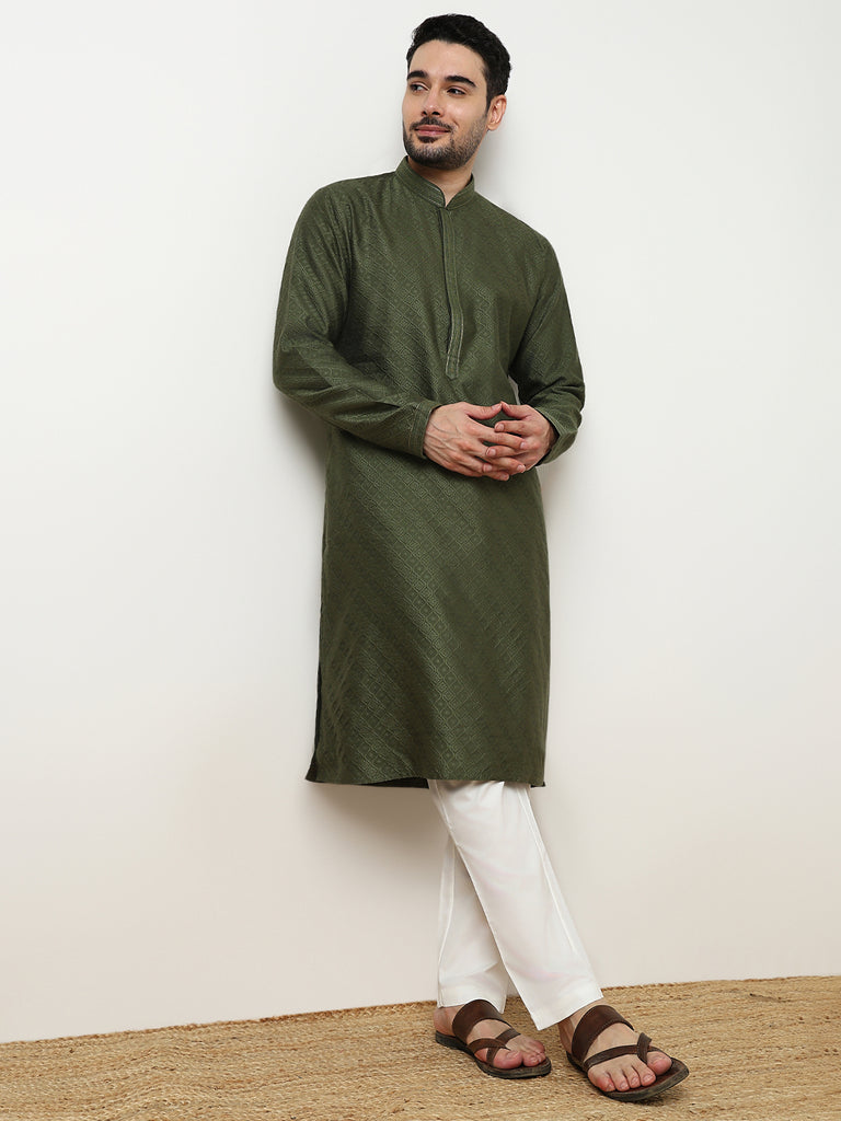 Jacquard Kurta with Pant Set