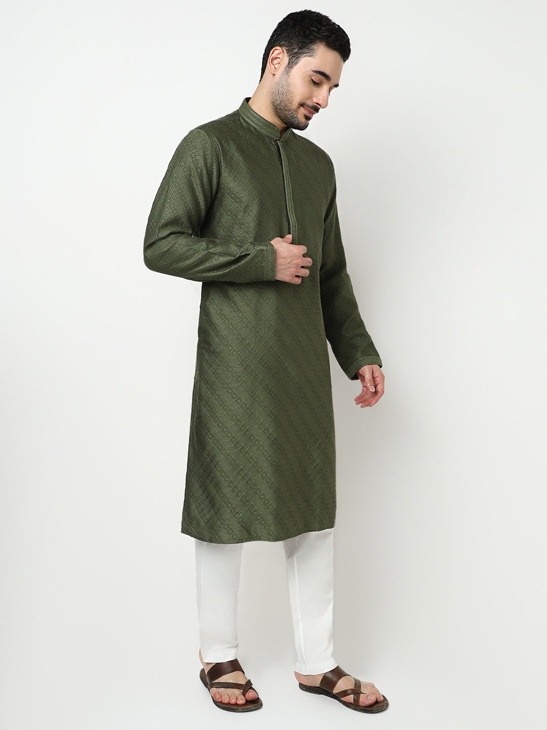 Jacquard Kurta with Pant Set