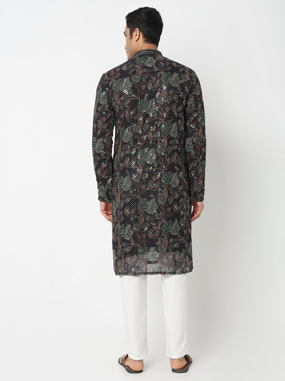 Embroidered Straight Kurta With Pant Set