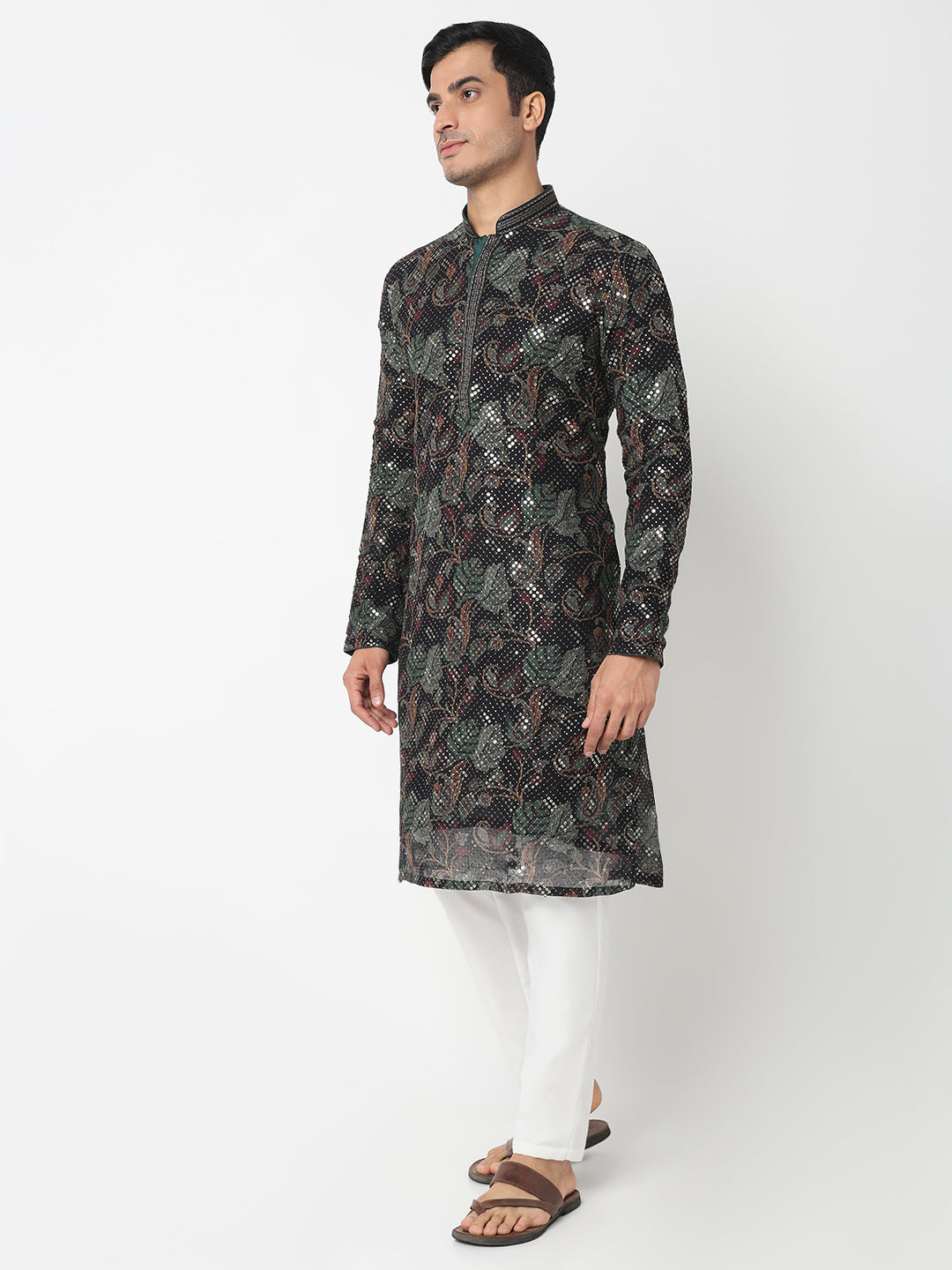 Embroidered Straight Kurta With Pant Set