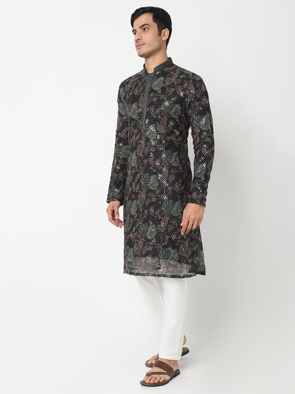 Embroidered Straight Kurta With Pant Set