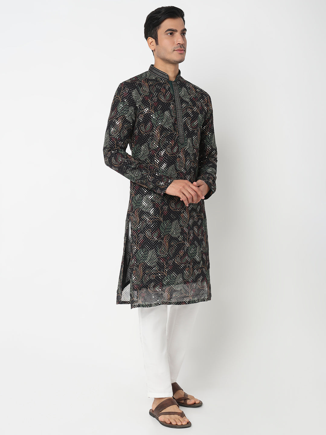 Embroidered Straight Kurta With Pant Set