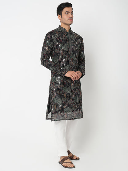 Embroidered Straight Kurta With Pant Set