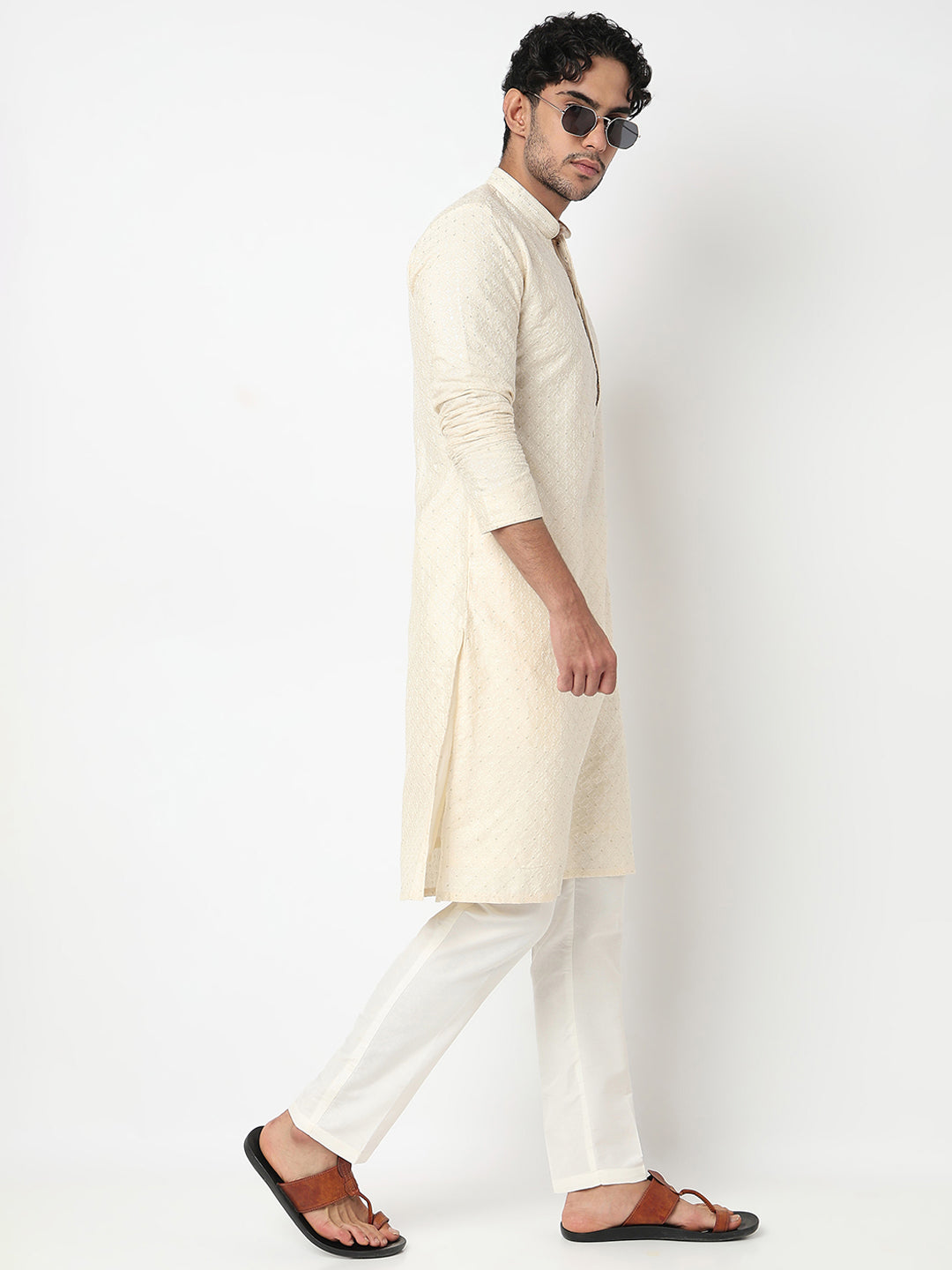 Embroidered Straight Kurta With Pant Set