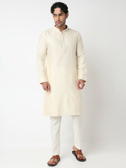 Embroidered Straight Kurta With Pant Set
