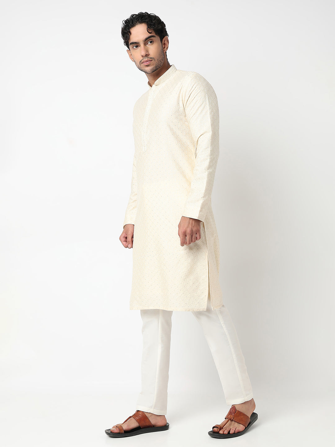 Embroidered Straight Kurta With Pant Set