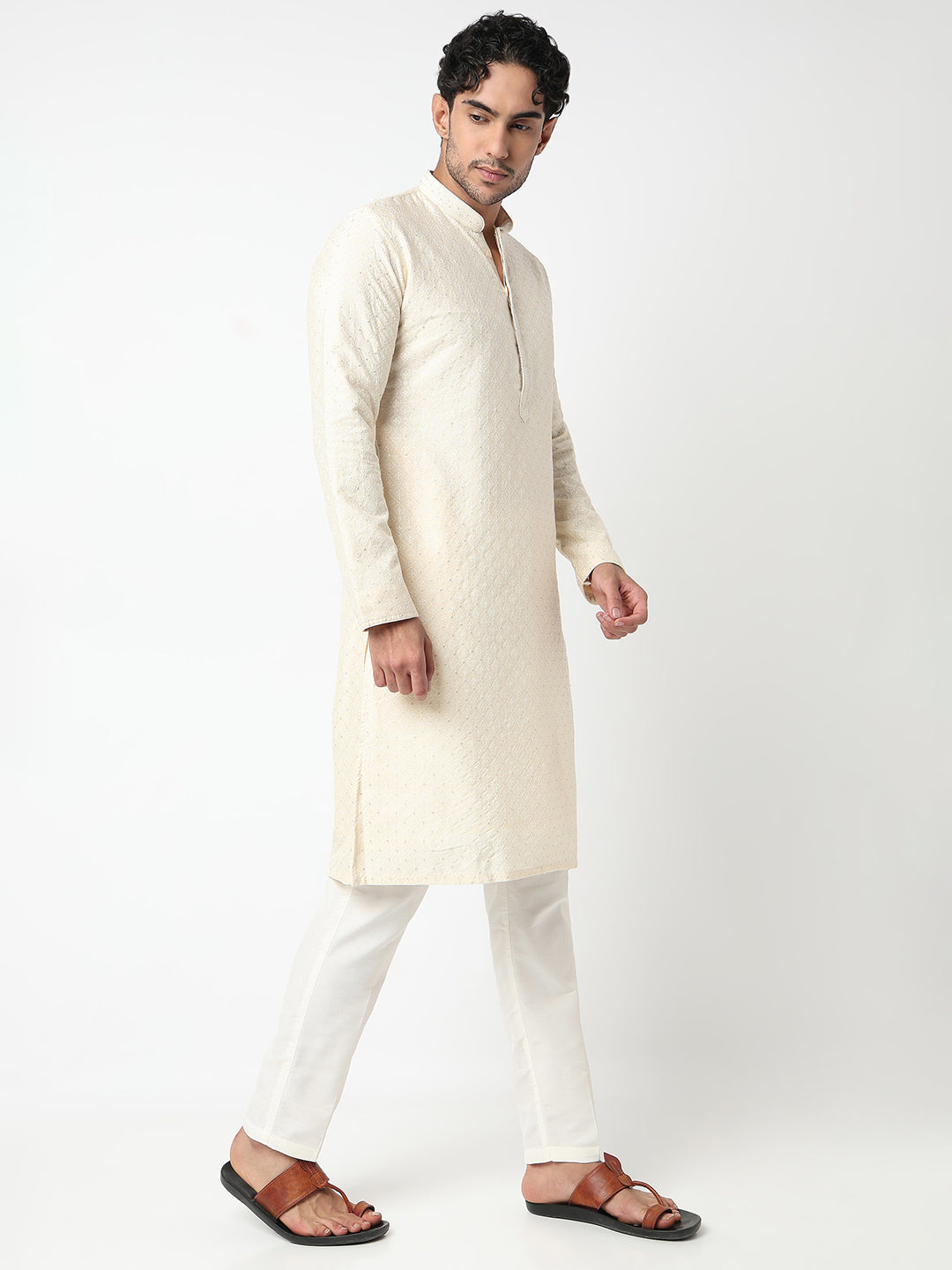 Embroidered Straight Kurta With Pant Set