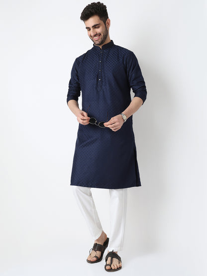 Jacquard Straigth Kurta with Pant Set