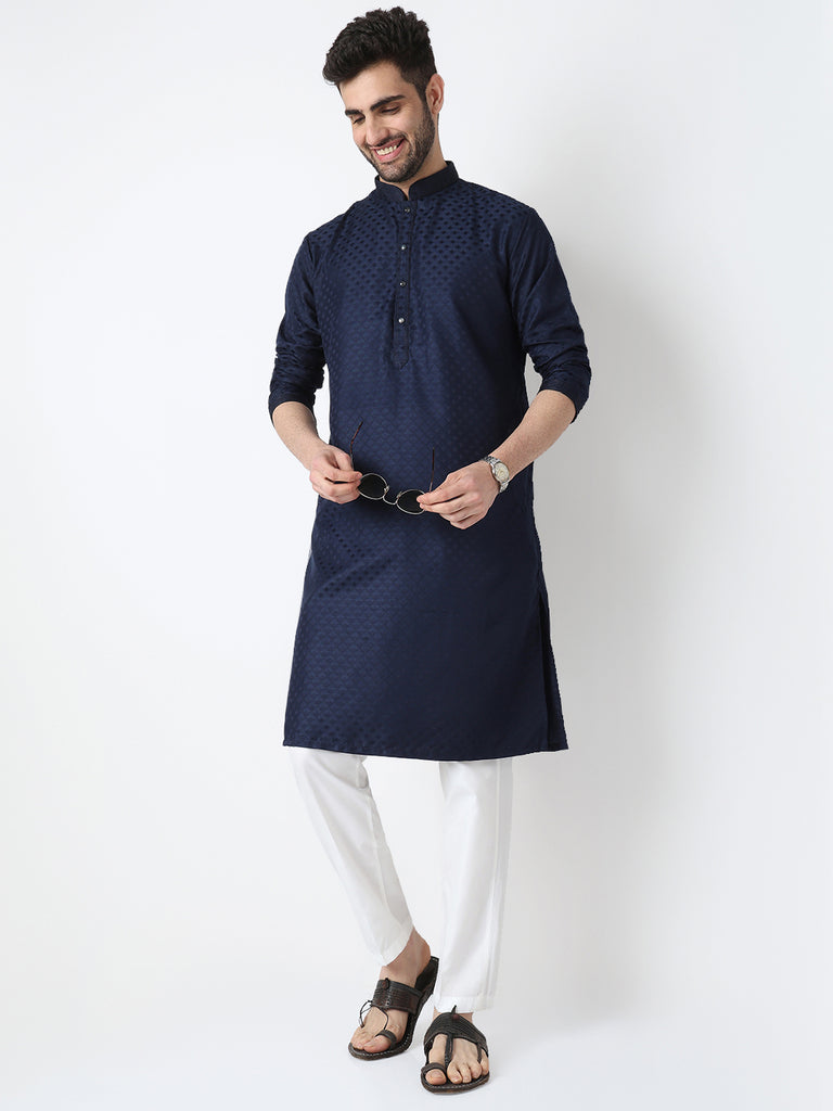 Jacquard Straigth Kurta with Pant Set