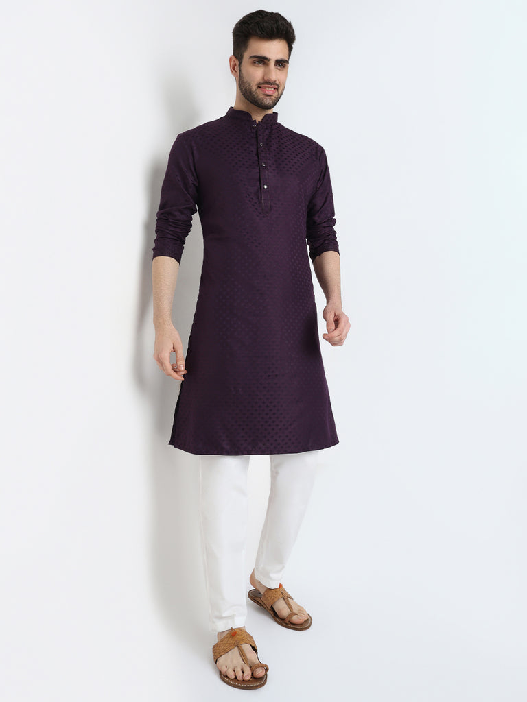 Jacquard Straigth Kurta with Pant Set
