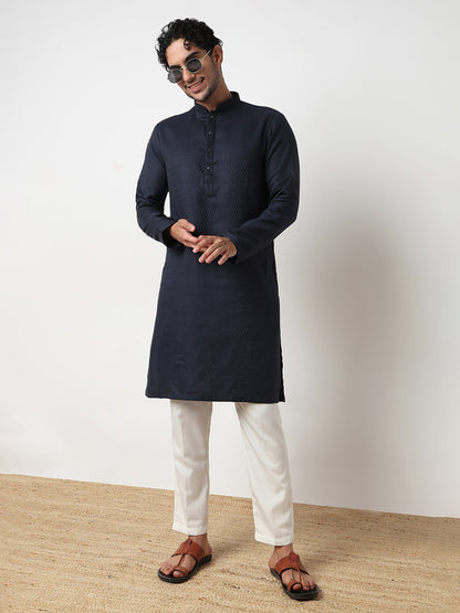 Jacquard Straight Kurta With Pant Set