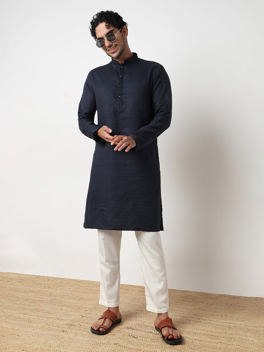 Jacquard Straight Kurta With Pant Set