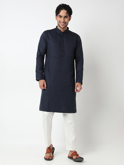 Jacquard Straight Kurta With Pant Set