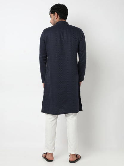 Jacquard Straight Kurta With Pant Set