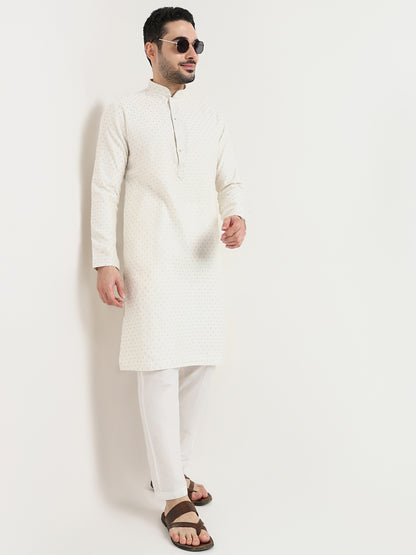 Jacquard Kurta with Pant Set