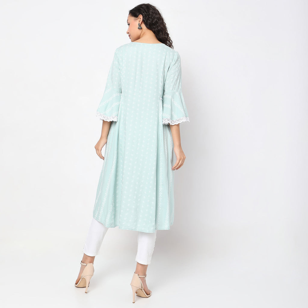 Flare Fit Embroidered Kurta