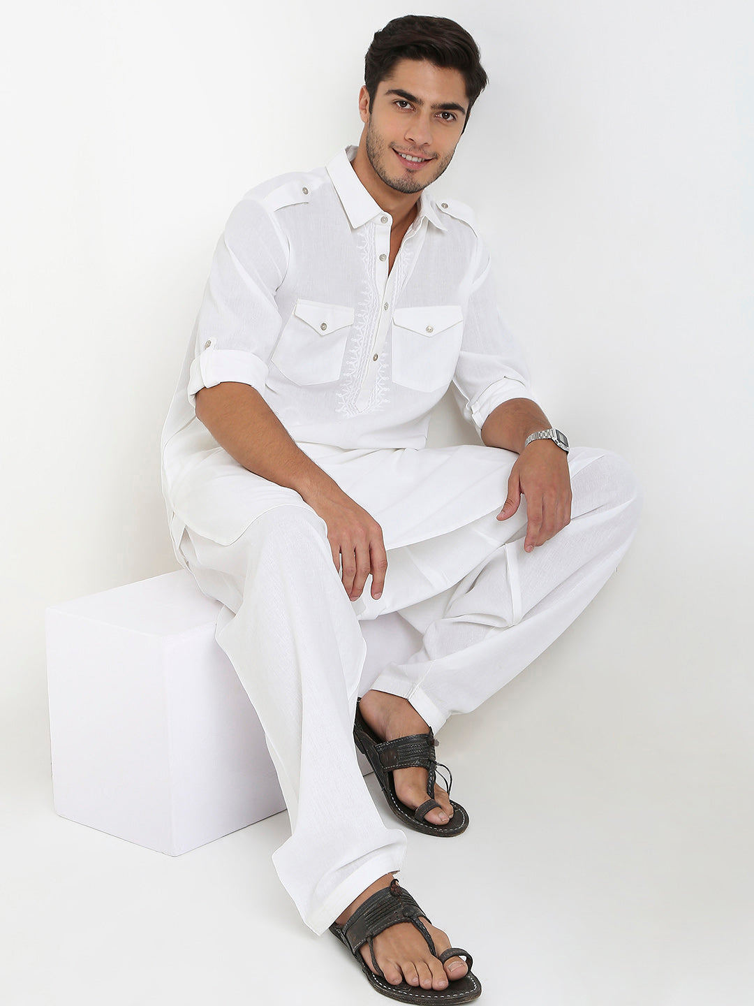 Regular Fit Solid Ethnic Set