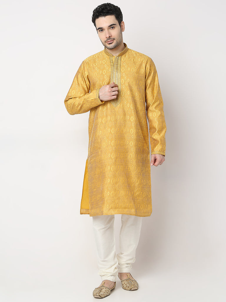 Regular Fit Jacquard Kurta with Churidar Set